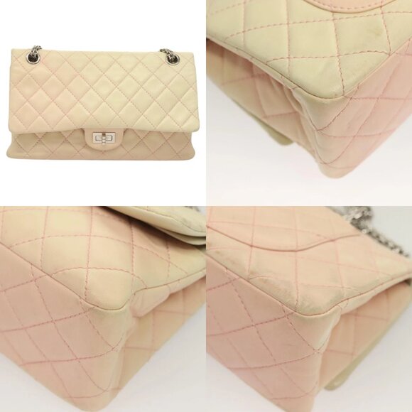 CHANEL Matelasse 2.55 Double Flap Chain Gradient Bag Lamb Skin CC Auth 129232 - Picture 15 of 15